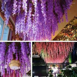 Decorative Flowers 12Pcs Artificial Wisteria Hanging Garland Wedding Home Garden Decoration Vine Rattan Fake Flower String Ceiling Supplies