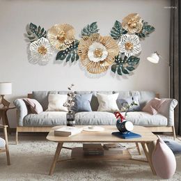 Decorative Figurines Light Luxury Room Decoration Accessories Creative Living Sofa Background Wall Art Metal Iron Flower Hanging Decor