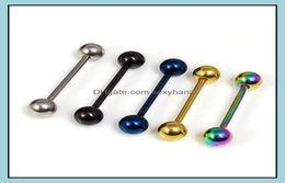 Tongue Rings Body Jewelry 316L Stainless Steel Piercing For Women Barbell Shiny Metal Ball Piercings Bar Cute Dzrse1006947