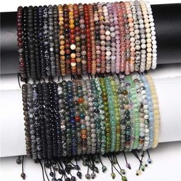 Beaded Wholesale of 4mm bead woven bracelets suitable for women and men healing spiritual energy mini natural stones adjustable wristbands Jewellery