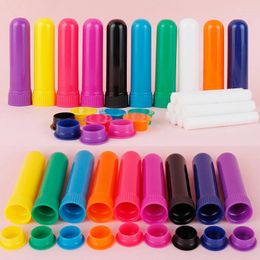 Storage Bottles 20-200set Colourful Plastic Nasal Inhalers Sticks Refill For Perfume With High Quality Replacement Cotton Wicks Essentail Oil