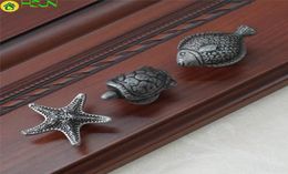 Turtle Fish Starfish Knob Dresser Knob Drawer Knobs s Handle Kitchen Cabinet Door Knobs Antique Silver Black Pewter Animal9403442