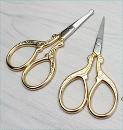 Stainless Steel Handmade Scissors Round Head Nose Hair Clipper Retro Plated Household Tailor Shears Embroidery Sewing Beauty Tools2536953