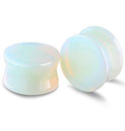 Clear Opalite stone Ear Plugs and Tunnels Double Flared Earring Stretcher Expander Piercing Body Jewelry 100pcs 512mm5274162