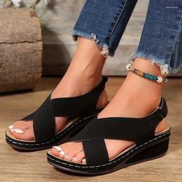 Casual Shoes Women Summer Sandals For Ladies Thick Bottom Wedge Red In Colour Hollow-Carved Design