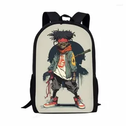 School Bags Punk Black Man Print Pattern Bag For Children Young Casual Book Kids Backpack Teens Large Capacity