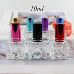 Storage Bottles 10ml Transparent Square Glass Perfume Bottle Spray Pump Refillable Empty Cosmetic Containers Atomizer Sample For Travel