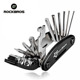 Tools ROCKBROS 16 in 1 Bike Bicycle Multi Repair Tool Set Kit Hex Spoke Cycle Screwdriver Tool Wrench Mountain Cycle Tool Sets Black