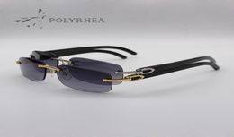 Luxury Sunglasses Natural Buffalo Horn Glasses Men Women Rimless Brand Designer Black With Original Packaging Box Cases1219812