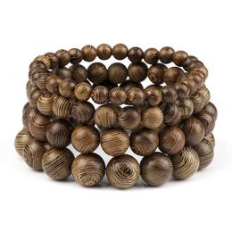 Beaded 6/8/10/12mm mens retro bracelet with wooden beads meditation prayer Buddha elastic and womens yoga Jewellery gift