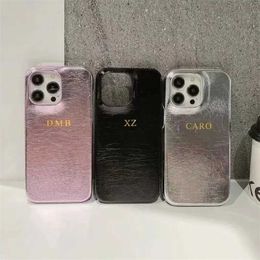 Cell Phone Cases Customized Gold Silver Letter Glitter PU Leather Cases For Iphone 13 12 15 14 Pro Max 15plus Cases Luxury Hard Metallic PU Cover J240426