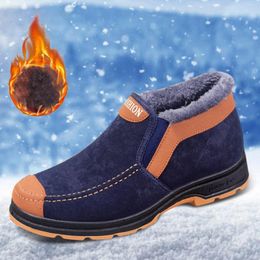 Boots Versatile Waterproof Male Lightweight Ankle Fashion Plush Lining Winter Warm Thick Bottom Shoes Men Snow 2024