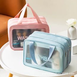 Cosmetic Bags Large-capacity Double-layer Dry And Wet Separation Cosmetics Bag PU Soft Fashion Travel Toiletry Storage Cases