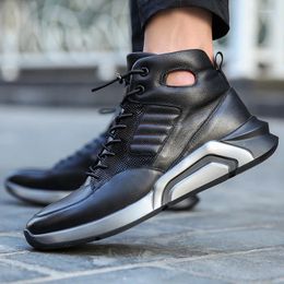 Running Shoes Autumn And Winter Men Genuine Leather Outdoor Waterproof Non-slip Sneakers High To Help Camping Boots