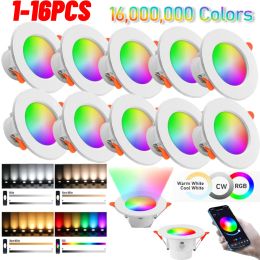 Home 116PCS Smart LED Downlight LED Ceiling Recessed Down Light Dimmmable Spot Lamp 10W RGB +CW+WW Changeable LED Downlight