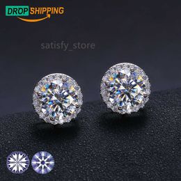 Jewellery Dropshipping Supplier 2023 Fashion Gold Plated 925 Sterling Silver Stunning VVS Moissanite Diamond Halo Earrings Stud