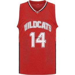 Basketball Troy Bolton Jersey 14 Wildcats High School Basketball Jersey 90S Hip Hop Movie Mens Shirt Cosplay Clothing Mens Us Size SXXXL