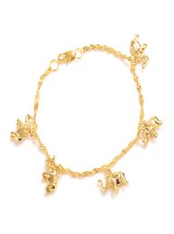 826inch cute girls Bangle Women Gold elephant hang Bracelets Jewellery Hand Chain Arab Items kids Jewellery gift6864927