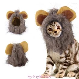 Cat Costumes Funny Hat Lion Mane Furry Costume Birthday Pet Accessories Supplies Wear Adjustable Sticker