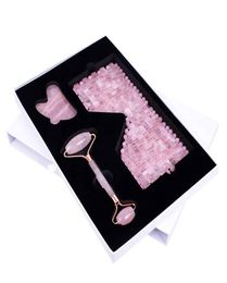 Face Massager Jade Roller for Facial 100 Natural Rose Quartz Anti Aging Faces Rolling SPA Gua Sha Massage Tools Eye Neck Mask Ro5961202