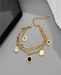 Luxury Famous Brand Jewellery Rose Gold Stainless Steel Roman Numerals Bracelets Bangles Female Charm Popular Bracelet for Women7202488