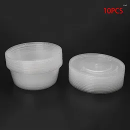 Storage Bags 10Pcs Plastic Disposable Lunch Soup Bowl Food Round Container Box With Lids