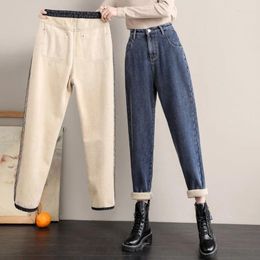 Women's Jeans Winter Thick Velvet Women High Waist Fleece Keep Warm Stretch Pencil Pants Ladies Casual Denim Trousers Fashion Streetwear