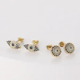 Stud Earrings 2024 Fashion Women Punk Evil Eves Zircon Inlaid Geometric Earring Elegant Party Eye Jewerly