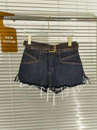 Women's Jeans In Summer Of 2024 Niche Will Adorn The Belt With Fur Fringes Wear Leak Proof Pants Inside. Sweet And Cool Denim