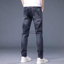 Men's Jeans New men's jeans for spring and summer, trendy slim fit small straight leg pants, youth men's elastic denim pants Plus Size Pants