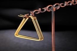 Large Boho Women Girls Triangle Hoop Earrings Gold Silver Color Filled Stainles Steel No Fade Charm Geometric Party Huggie6170429