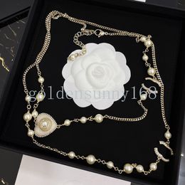 High Quality Heart Necklaces Designer Jewelry Brand Letter Pendant Diamond Necklace Pearl Chains Vogue Womens 18k Gold Copper Fashion Jewelry Gift