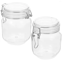 Storage Bottles 2 Pcs Airtight Honey Jar Small Plastic Containers Caviar Jars Jam Terrariums Kitchen Transparent