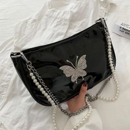 Shoulder Bags Elegant Ladies Small Messenger Vintage Leather Diamond Butterflu Bag Women Handbags Chain Strap Crossbody