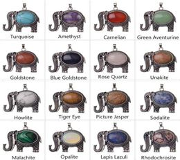 Elephant Gemstone Jewellery Pendant Silver Plated Cute Necklace Men and Women Simple 12pcs6562744