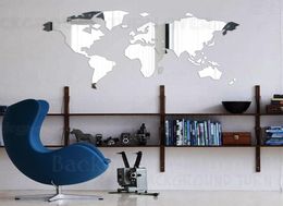 Mirror Wall Stickers Sticker Decoration Bedroom Decor Room Decals Living Large Abstract World Map Time Zone R137 Y2001032959610