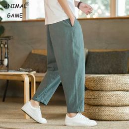 Pantaloni da uomo pantaloni da uomo pantaloni di biancheria di cotone pantaloni casual di colore solido pantaloncini sciolti traspiranti pantaloni da uomo pantsl2403