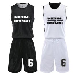 Basketball Doublesided High quality Men Basketball Set Uniforms Kits Sports Clothes Kids Reversed Basketball Jerseys College Tracksuits