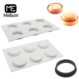 Moulds Meibum 6 Cavity Combination Cake Silicone Mould Tart Ring Mold Pastry Bakeware Mousse Dessert Decorating Tray Baking Tools