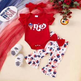 Clothing Sets 4th Fourth Of July Baby Girl Outfit My First One Ruffle Romper Bell Bottoms Pants Clothes Set