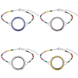 Link Bracelets 3pcs/lot 30mm Round Memory Living Floating Charm Relicario Locket Long Tube Pendant Women Bracelet Jewellery Making Bulk