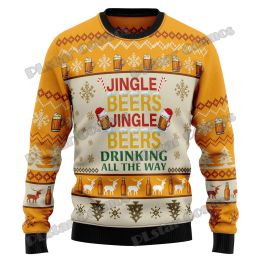 Sweaters PLstar Cosmos Christmas Jingle Beer 3D Printed Men's Ugly Christmas Sweater Winter Unisex Casual Warm Knitwear Pullover MY22