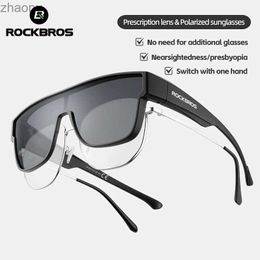 Sunglasses ROCKBROS Bicycle Polarization Glasses UV400 Protective Double Wear Myopia Glasses Mens Outdoor Sports Fishing Bicycle SunglassesXW