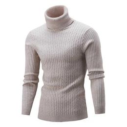 Mens Casual Sweaters 5 Colours Ribbed Turtle Neck Pullovers Long Sleeve Solid Sweater for Autumn and Winter