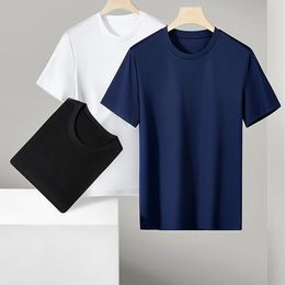 2024 Liquid Ammonia Cotton T Shirt Men 200s yarn Round Neck T-shirts Summer 5A Antibacterial Short Sleeve Tee 190G Long-staple Cotton Solid Colour Tops Male Clothes