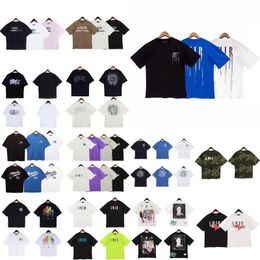 American designer high quality men's short sleeve AM letter printed cotton top Hip hop casual sports T-shirt for men and women couples loose plus size short sleeve