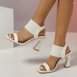Dress Shoes 2024 Summer Fashion Open Toe Leather Sexy Cover Wears Versatile Comfortable Solid Colour Sandals High Heels For Women's