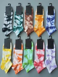 Newest Fashion couple socks Tie Dye Short Printing Socks Streetstyle Printed Cotton Ankle stocking For Men Women low cut sock7213244