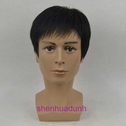 Wig short real hair middle-aged and old-aged dad natural refined hairstyle mens large head