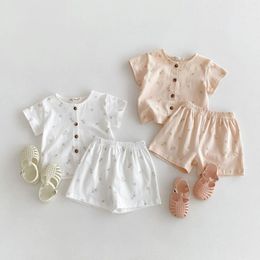 Clothing Sets 2024 Summer Baby Short Sleeve Clothes Set Kids Girls Cotton Tops Shorts 2pcs Pajamas Suit Infant Outfits Toddler Nightwear